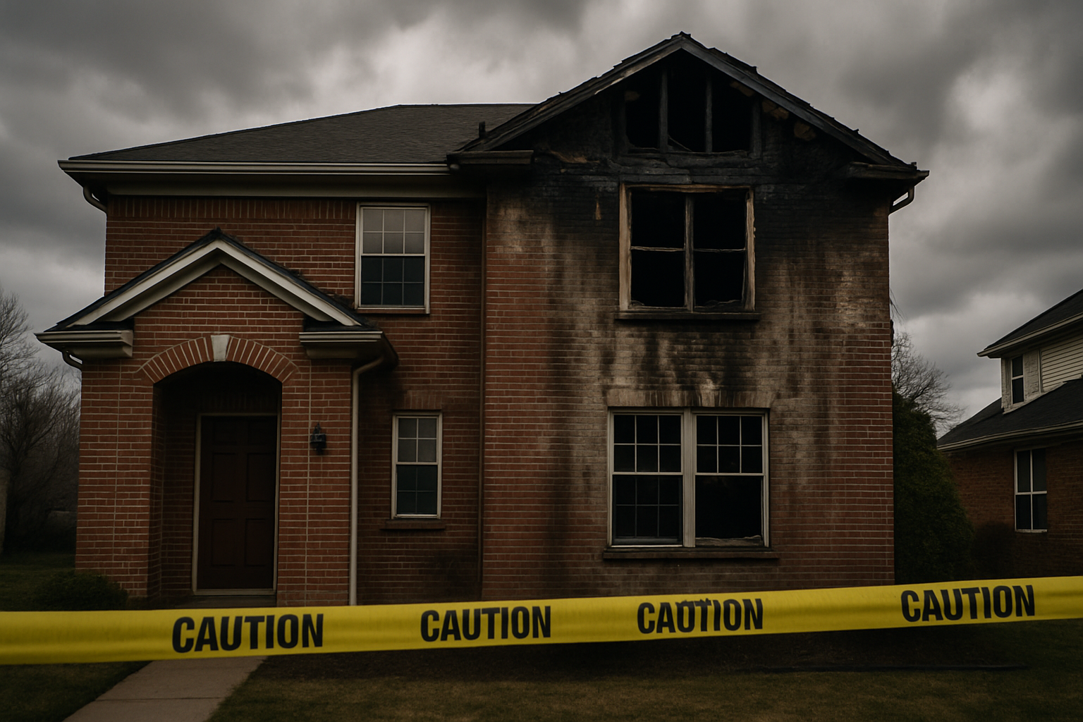 Fire damage to a suburban Michigan home exterior — Phase III Construction restoration