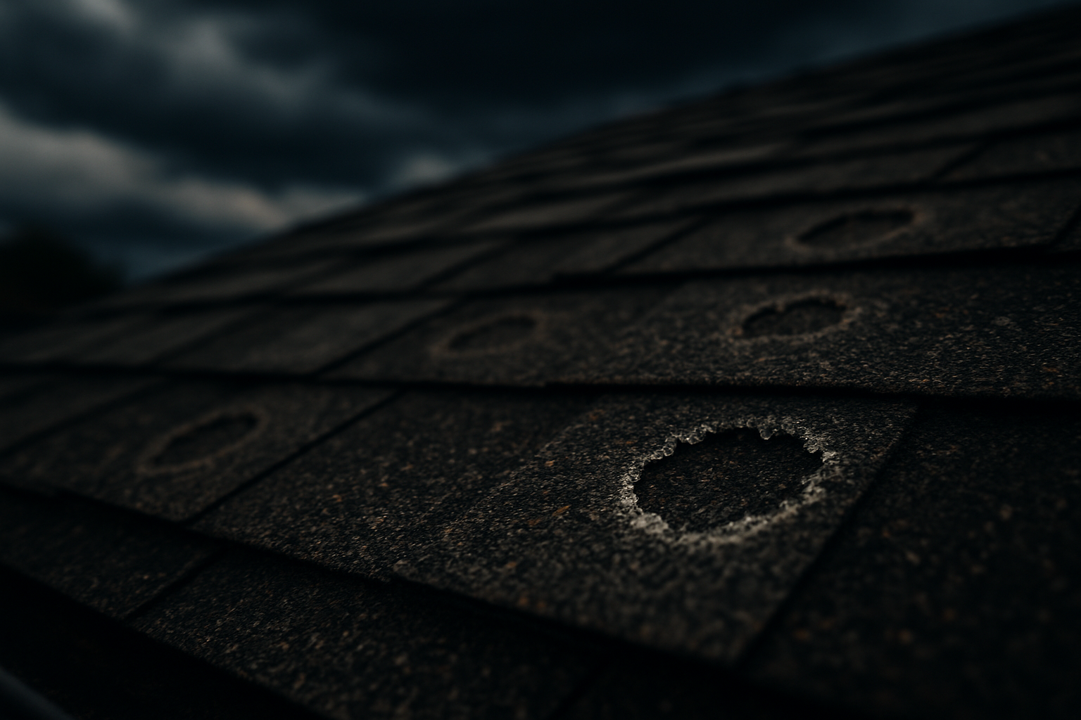 Hail damage to asphalt shingles — Phase III Construction Michigan restoration
