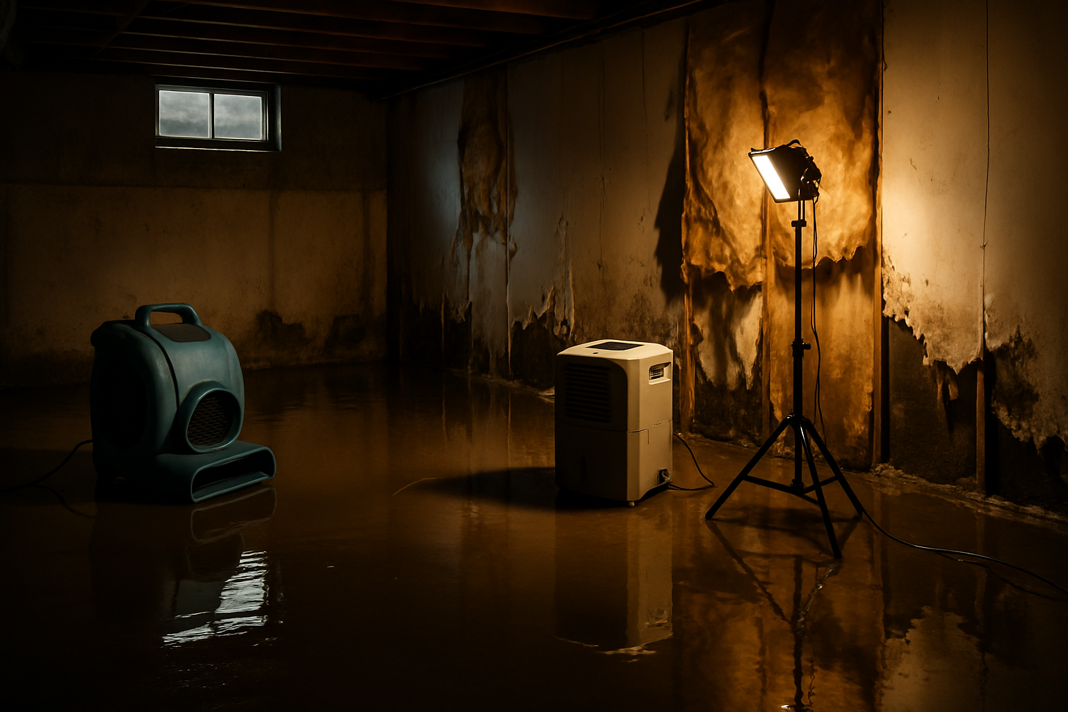 Flooded basement water damage — Phase III Construction Michigan