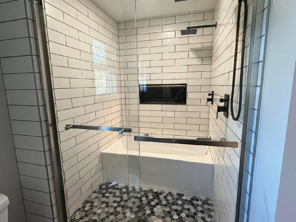 Finished bathroom - shower and tub
