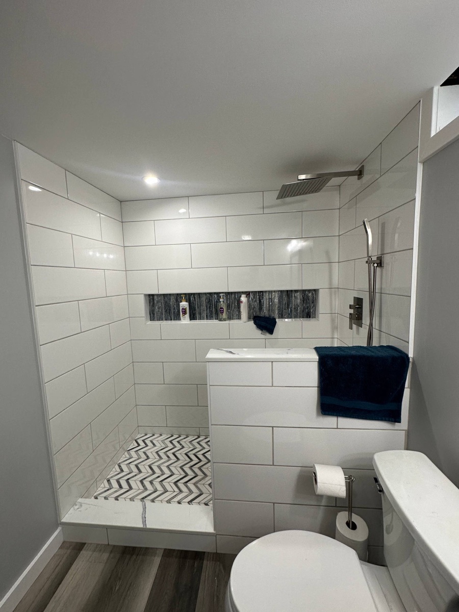 Finished bathroom - walk-in shower